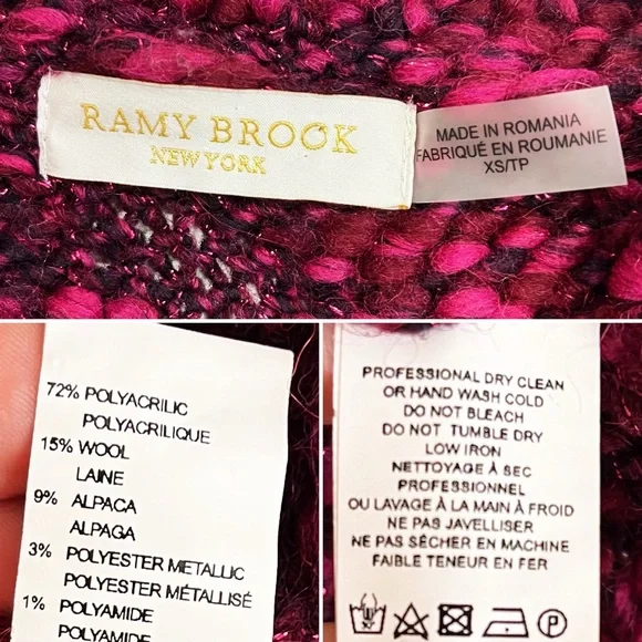 BOGO! Ramy Brook James Sweater Pink Metallic Wool Alpaca Size XS - Picture 7 of 8